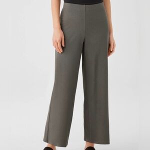Eileen Fisher High-Rise Wide-Leg Pull-On Pants in Olive Green 2X